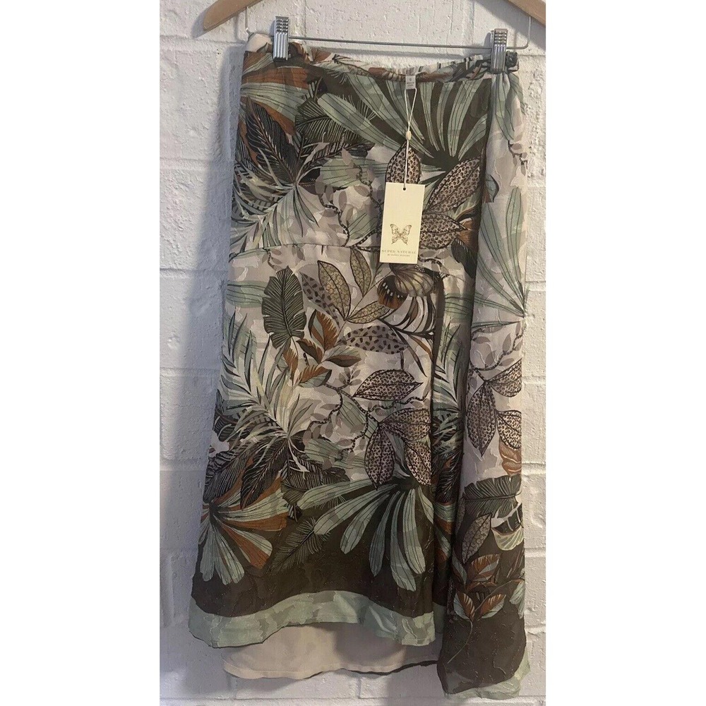 Super Natural Secret Mission Sandra Jacquard Georgette Midi Skirt Small NWT